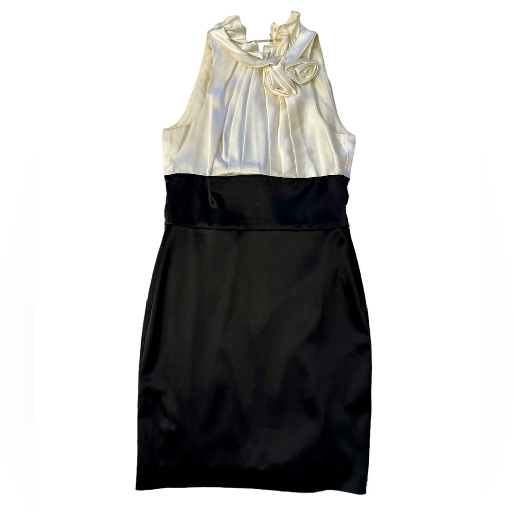 NW Collections- Halter style mock two piece with Rosette Detail Dress - Size: 6